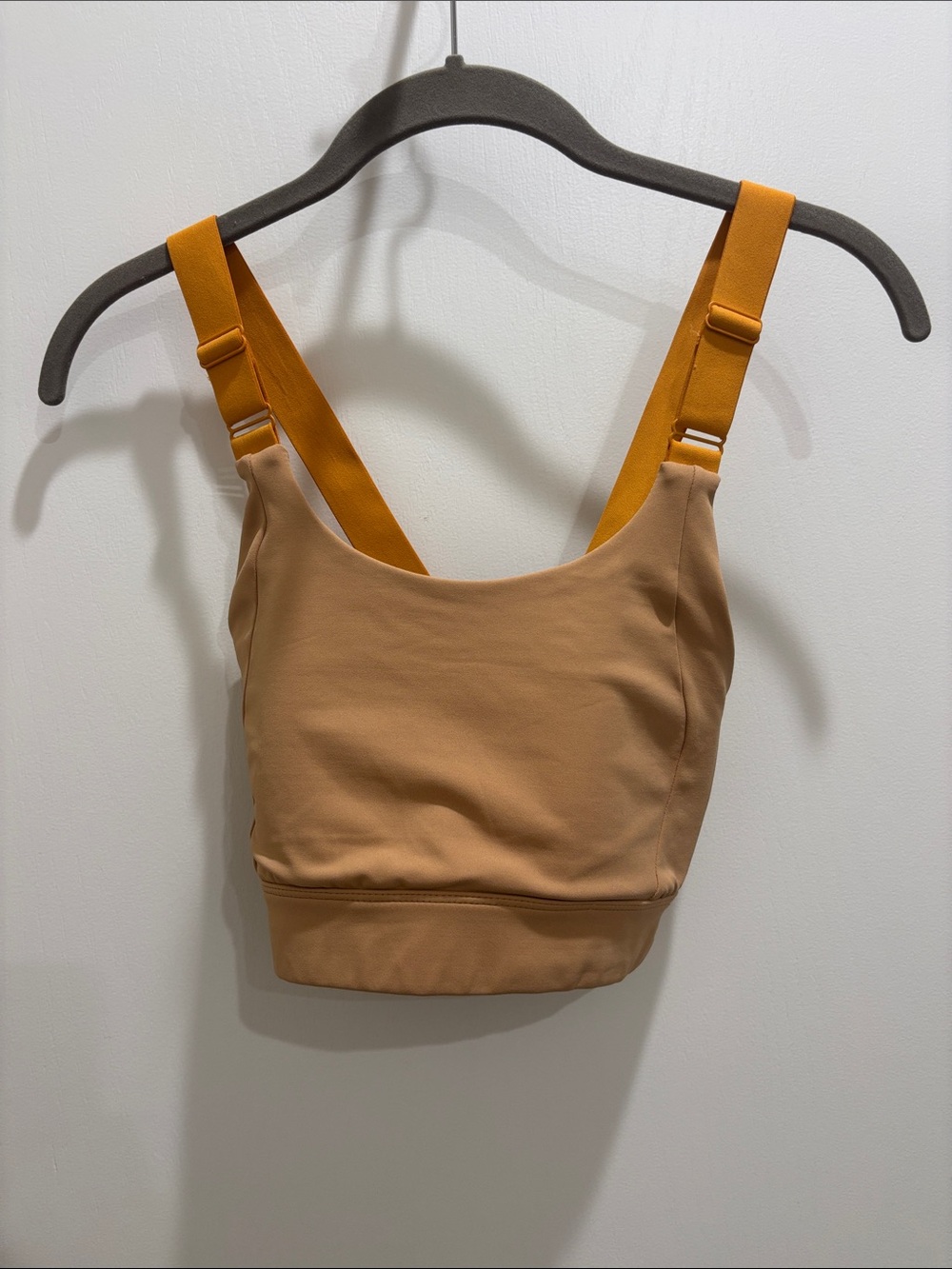 ALLFENIX Longline Support Sports Bra - Tan with Orange Straps